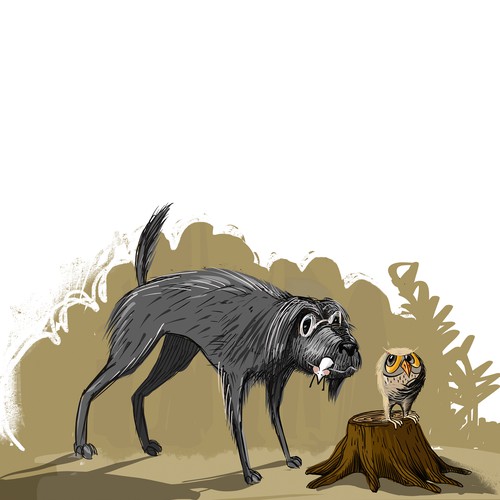 Illustrate my Kid's Book about a Dirty Dog and an Angry Owl