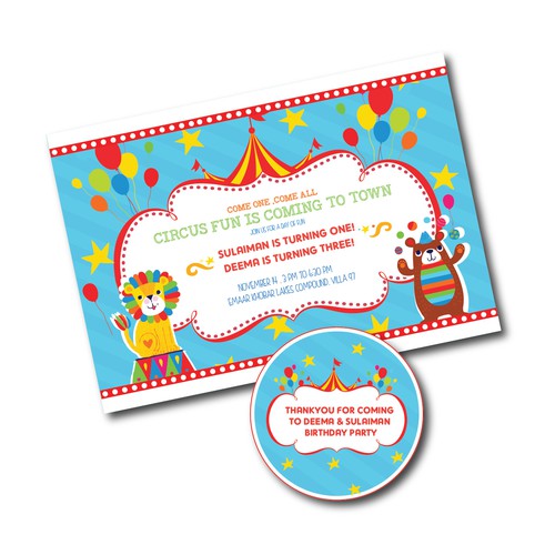 Circus themed kids Birthday Card