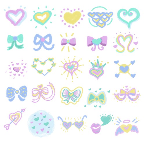 Cute Heart and Ribbon design set for a Stylish Photo Editing App