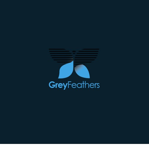 Corporate logo brand identity grey feather.