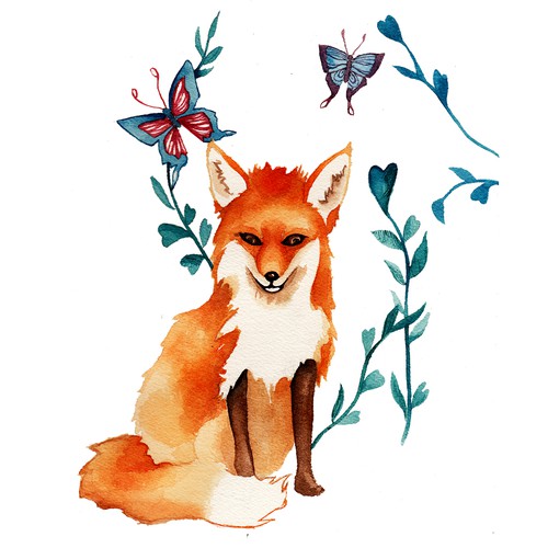 Watercolor fox