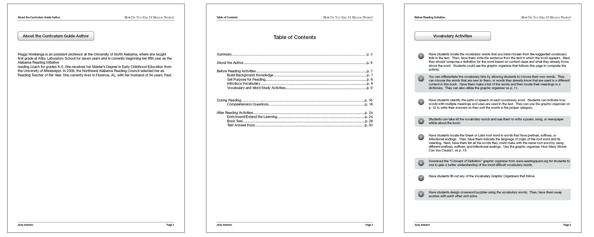 Create a curriculum guide design for a New York Times bestselling author!