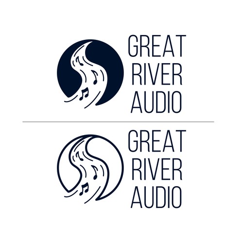 A concept logo for Great River Audio company
