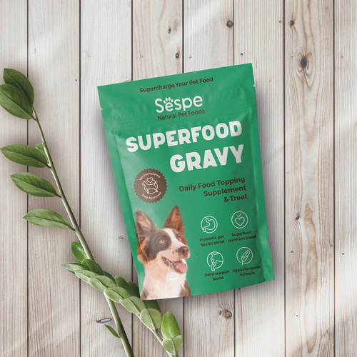 Package design for a dog superfood topping supplement and treat 