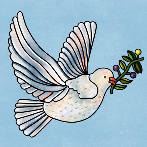 White peace bird concept for Children's Pyjamas 
