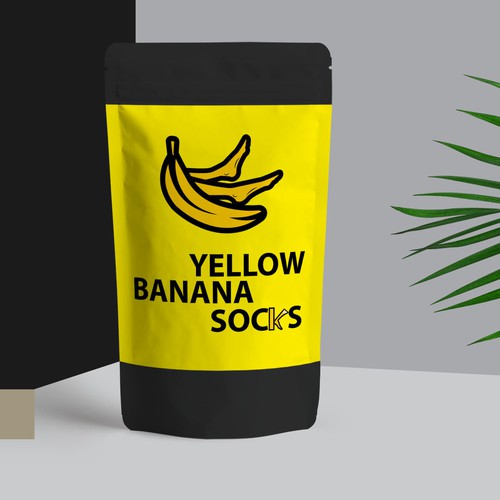 package design for yellow banana socks