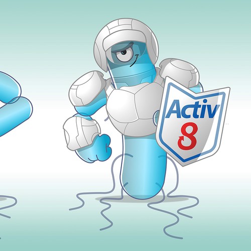 Armored yoghurt bacteria mascot.