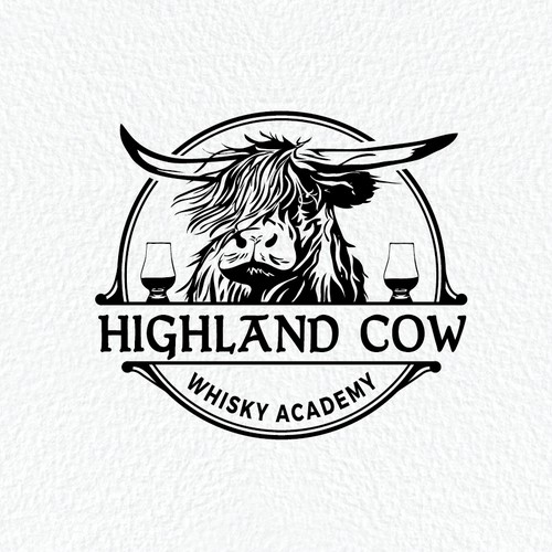 Highland Cow Whisky Academy Logo design