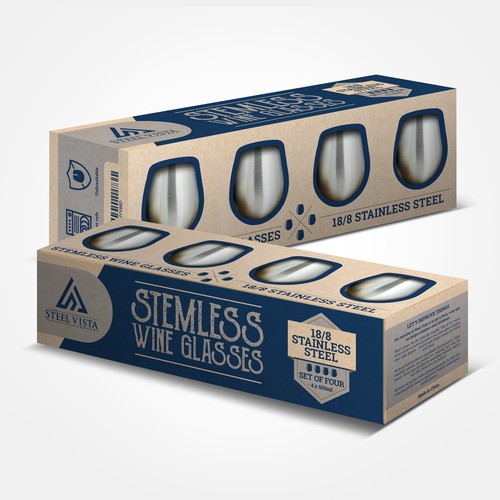 Steel Vista Wine Glasses Box