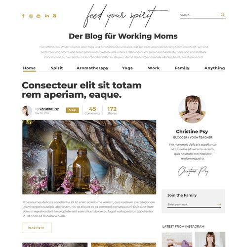 Blog design for Feed your Spirit