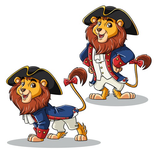 Illustrate Cartoon Lion for 18th Century Colonial Clothing Company