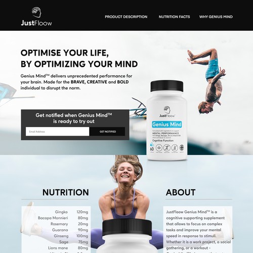 Landing Page Design For Supplements