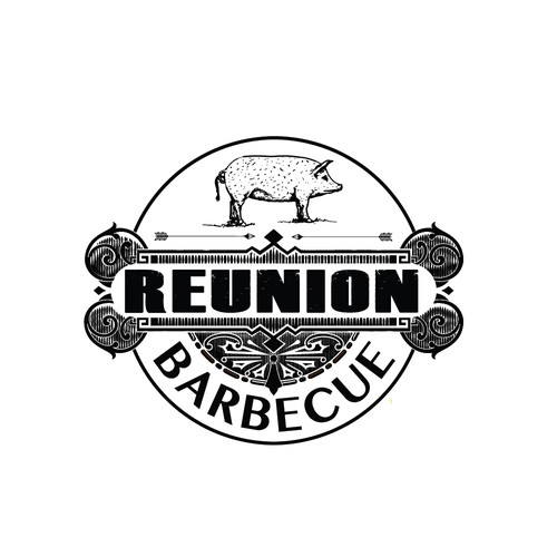 Design a hipster logo for Reunion Barbecue 