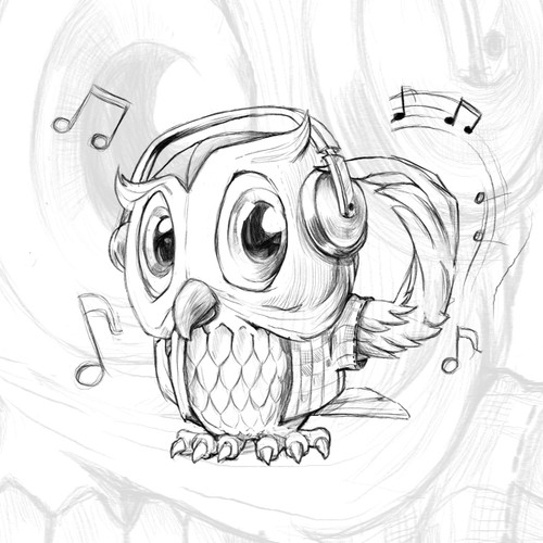 Owl With Headphones
