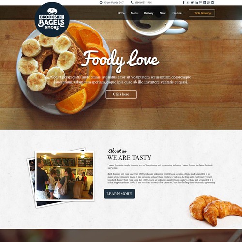 Webpage design for Brookside Bagels and More
