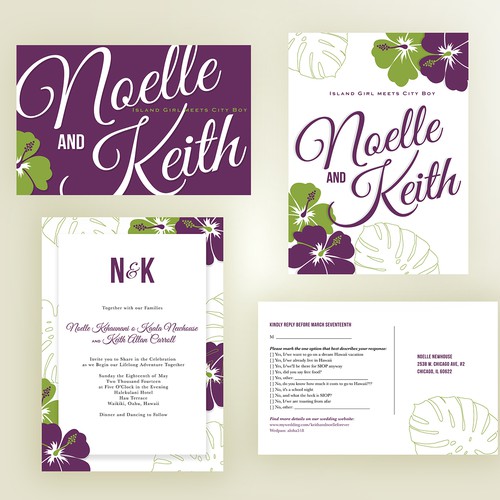 card or invitation for Noelle and Keith's Wedding