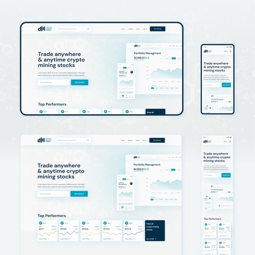 Digital Mining Companies’ Stocks Comparison homepage design
