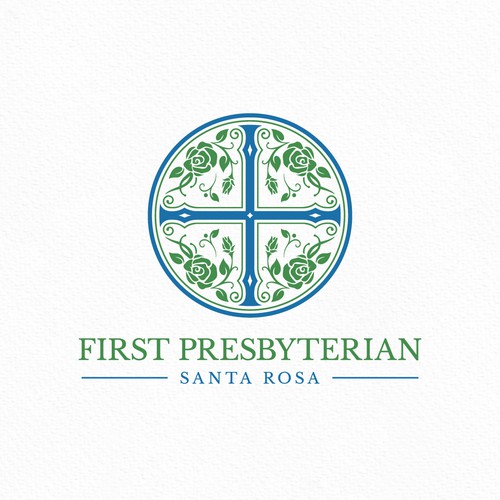 Floral Cross Church Roses Logo