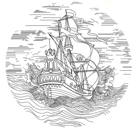 Engraving illustration on the back of a watch.