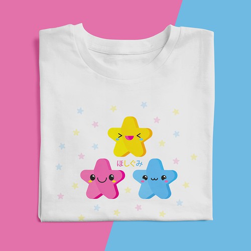 Kawaii stars vector illustration shirt design 