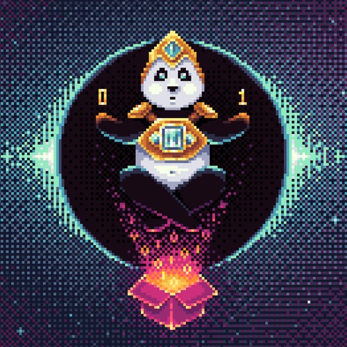 Cosmos Panda Pixel Art Illustration