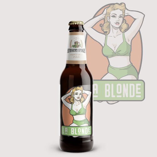 Retro Pin Up Girl Illustration Beer Label