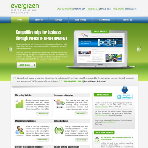 Website design for Evergreen Computing Ltd