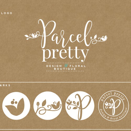 trendy and pretty logo for a floral shipper box