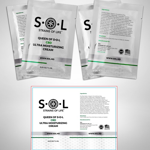 Moisturizing cream packet design
