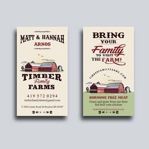 Timber Family Farms Meat Straw business card