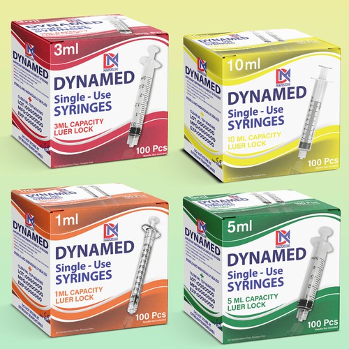 Custom Box Designs for DYNAMED Single-Use Syringes (1ml, 3ml, 5ml, and 10ml)