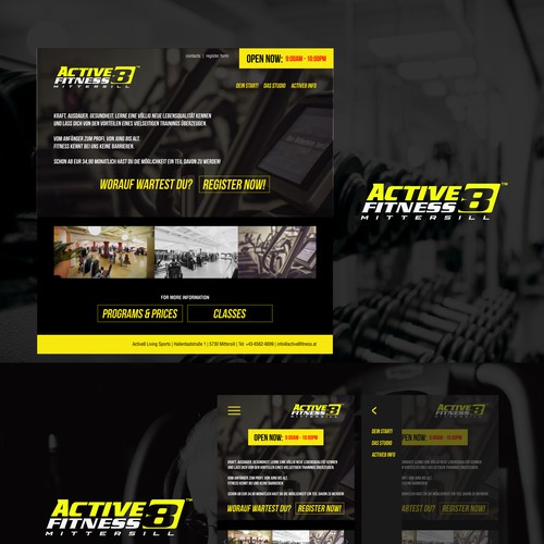 New homepage concept for our fitnesscenter