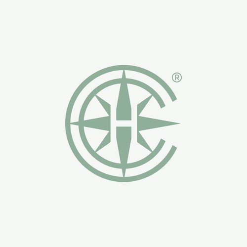 HCC Minimalist compass logo with negative space letter "H"
