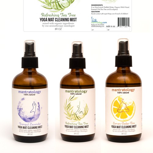 Label design for Yoga Mat Cleaning Mist