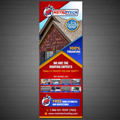 Trade Show Roofing Banner for METROTECH Roofing Corp $135