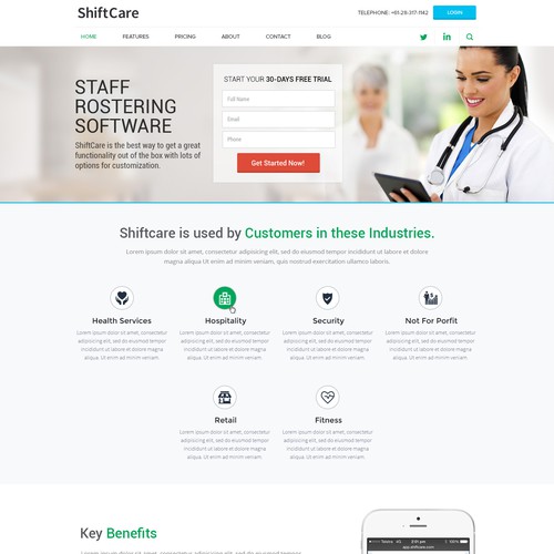 Web design for ShiftCare