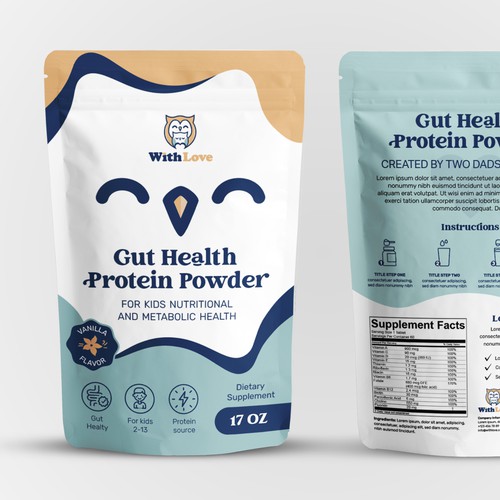 Gut health protein powder pouch bag design 