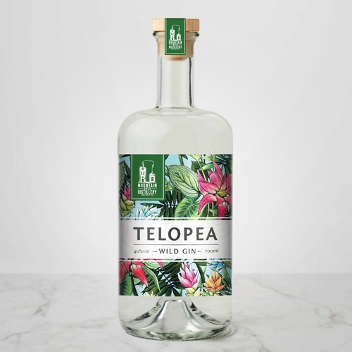 Telopea Wild Gin , label design 