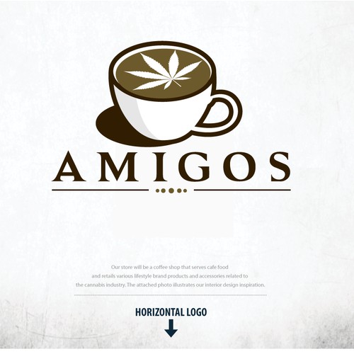 Bold Logo for a coffee shop that serves cafe food and retails various lifestyle brand products and accessories related to the cannabis industry.