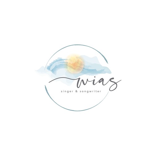 Watercolor or illustration logo for singer/songwriter that conveys peace and hope
