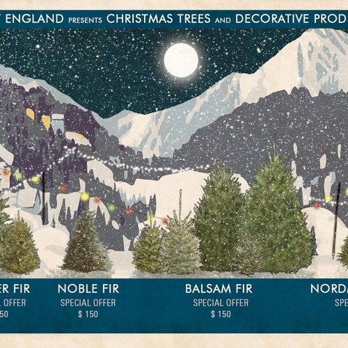 Vintage-Inspired Winter Christmas Tree Landscape