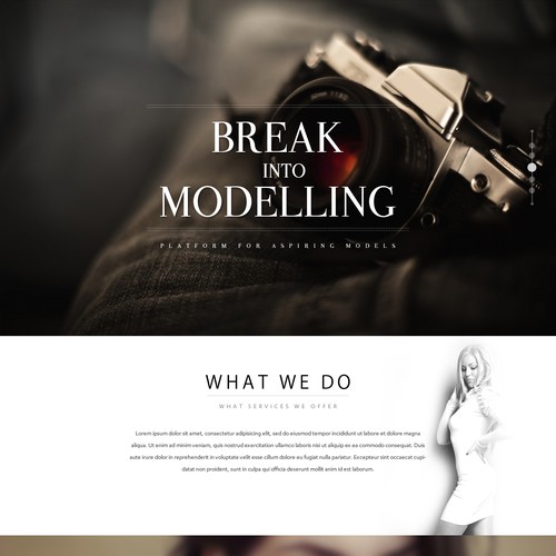parallax scrolling effect website for Aspiring Models to upload theirpictures