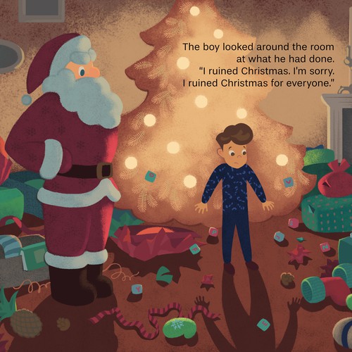 Children's book illustration for "The Boy Who Couldn't Wait for Christmas”