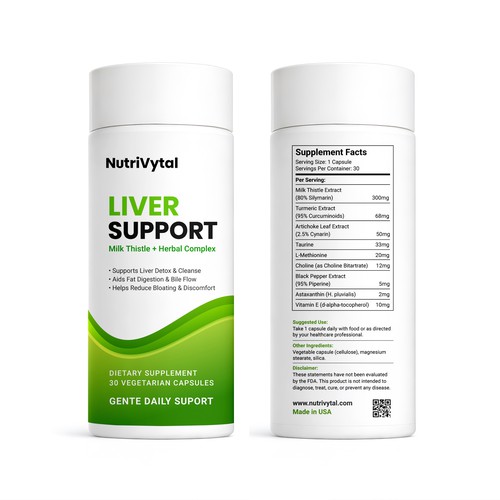 Modern Liver Support Supplement Label Design