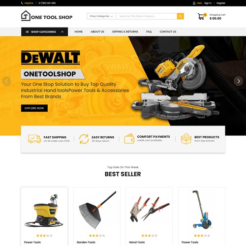Custom Home Page Design for Hardware Store 