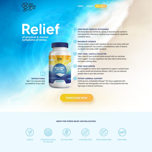 Landing page for supplement company