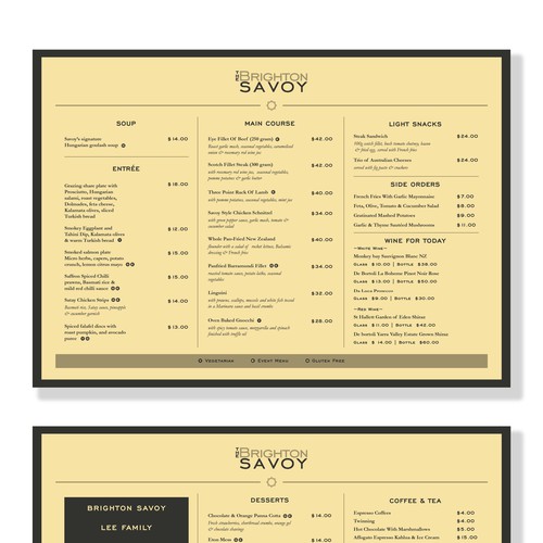 Brighton Savoy Restaurant menu
