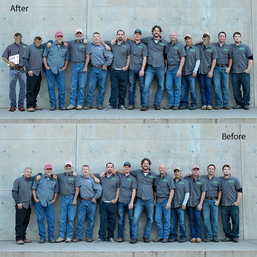 Photoshop/Layer attached image onto attached company picture