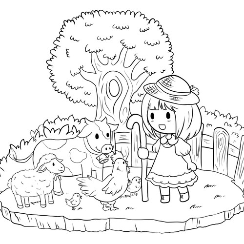 Illustration for children's coloring books