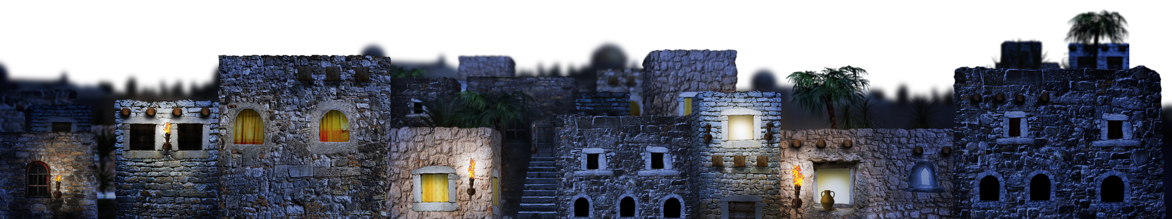 Create a Biblical Rooftop/Building Scene for Environmental Projection